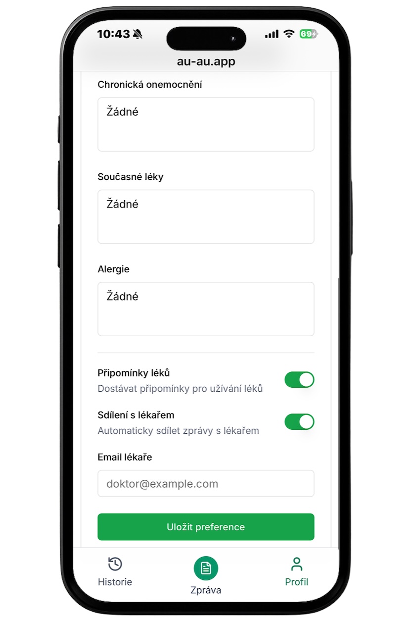 au au app screenshot - profile personalization for better results